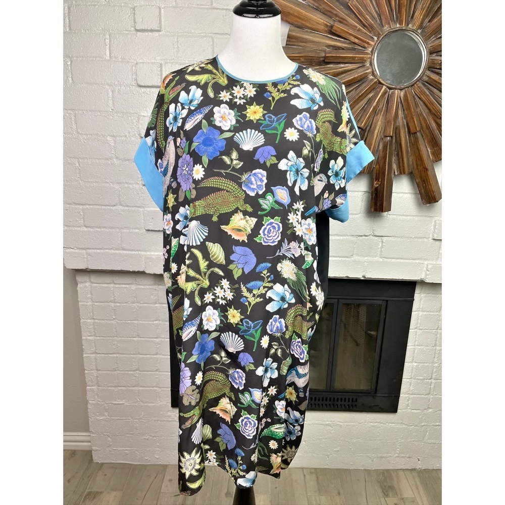 Emma Cook botanical print silk tunic dress